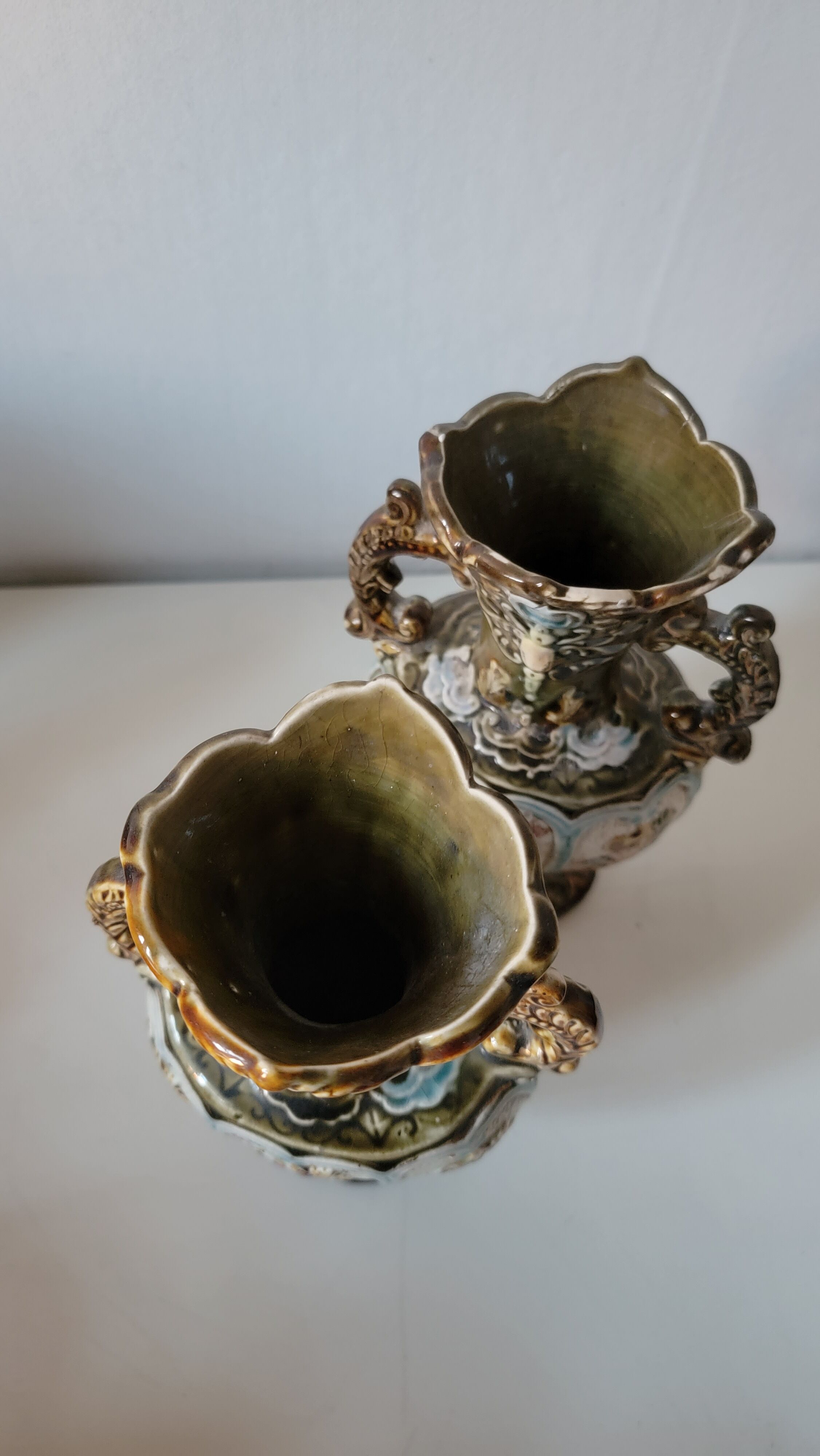 Duo of rococo vases