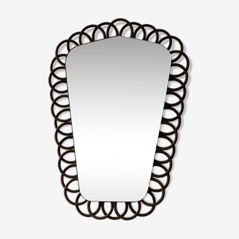 Miroir en rotin retroviseur vintage 42x30 cm