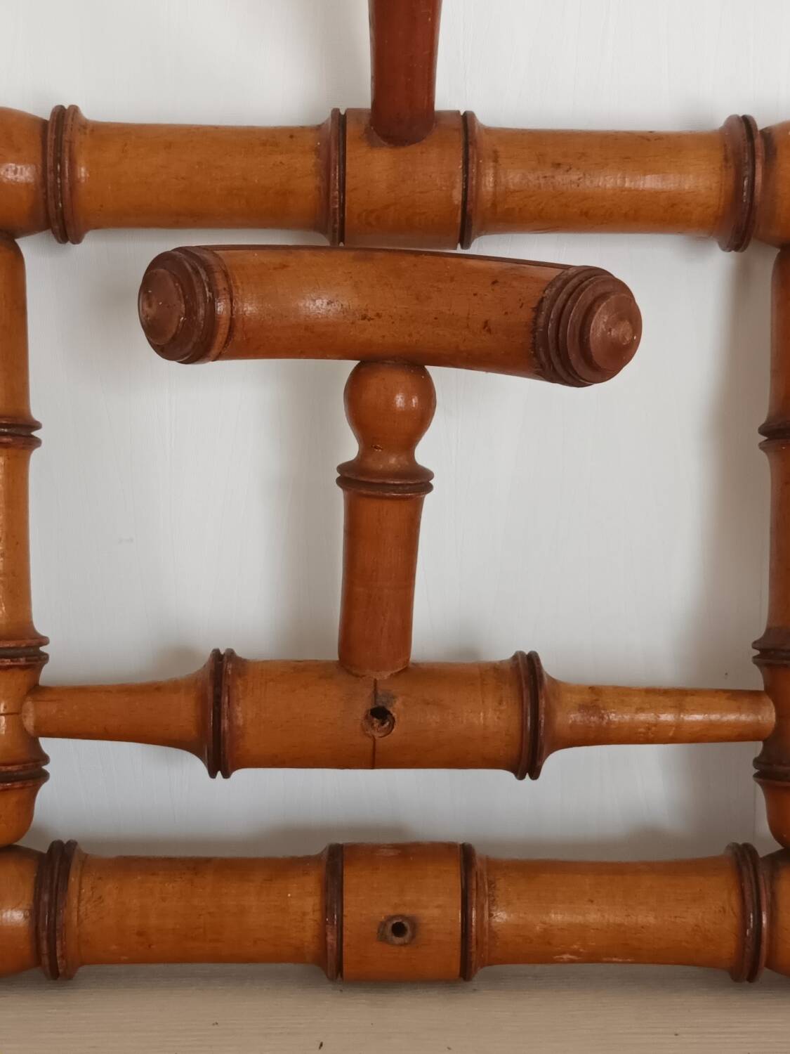1920s bamboo wall mounted hat coat rack