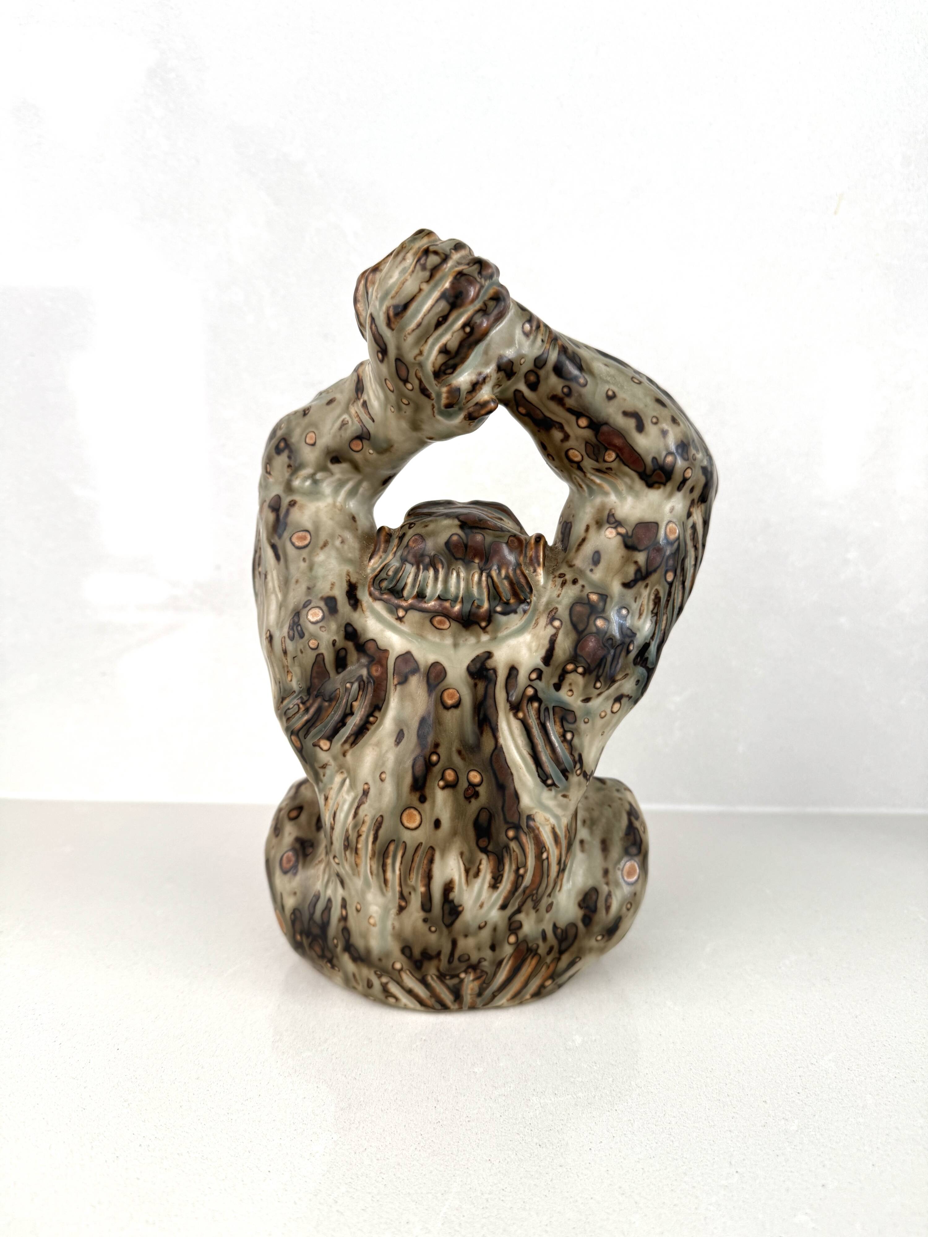 Knud Kjhn stoneware monkey, Royal Copenhagen, 1940s