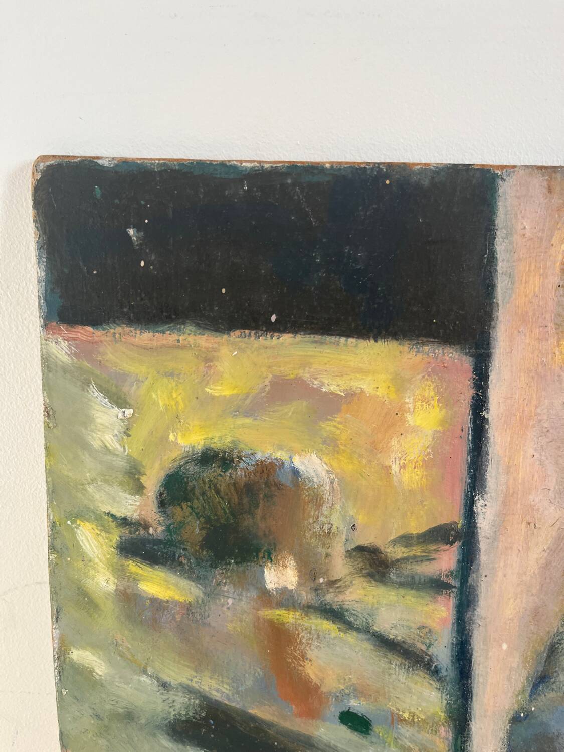 Oil on wood panel, Woman seated