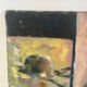 Oil on wood panel, Woman seated