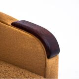 Midcentury modern yellow fabric bouclé sofa, Denmark, 1960s.