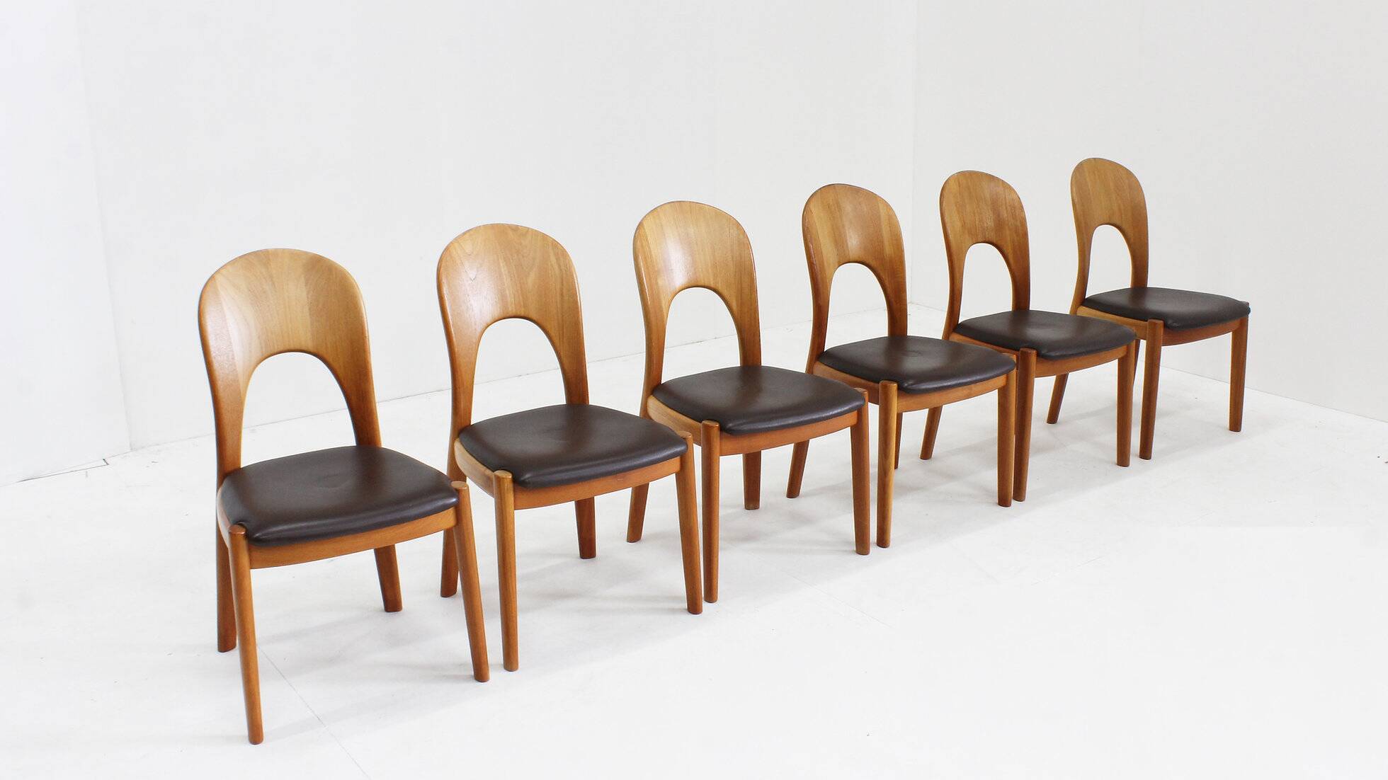 Vintage Danish teak dining chairs by Niels Koefoed set of 6