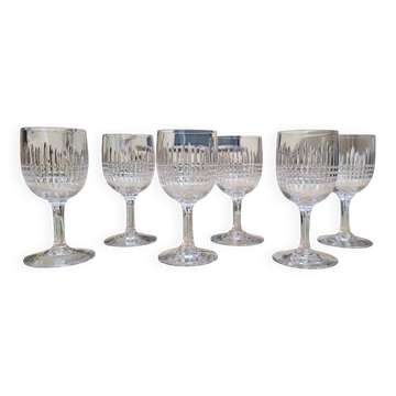 6 cooked wine glasses - port in Baccarat crystal / Nancy