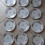 12 Plates pattern flowers in Limoges porcelain