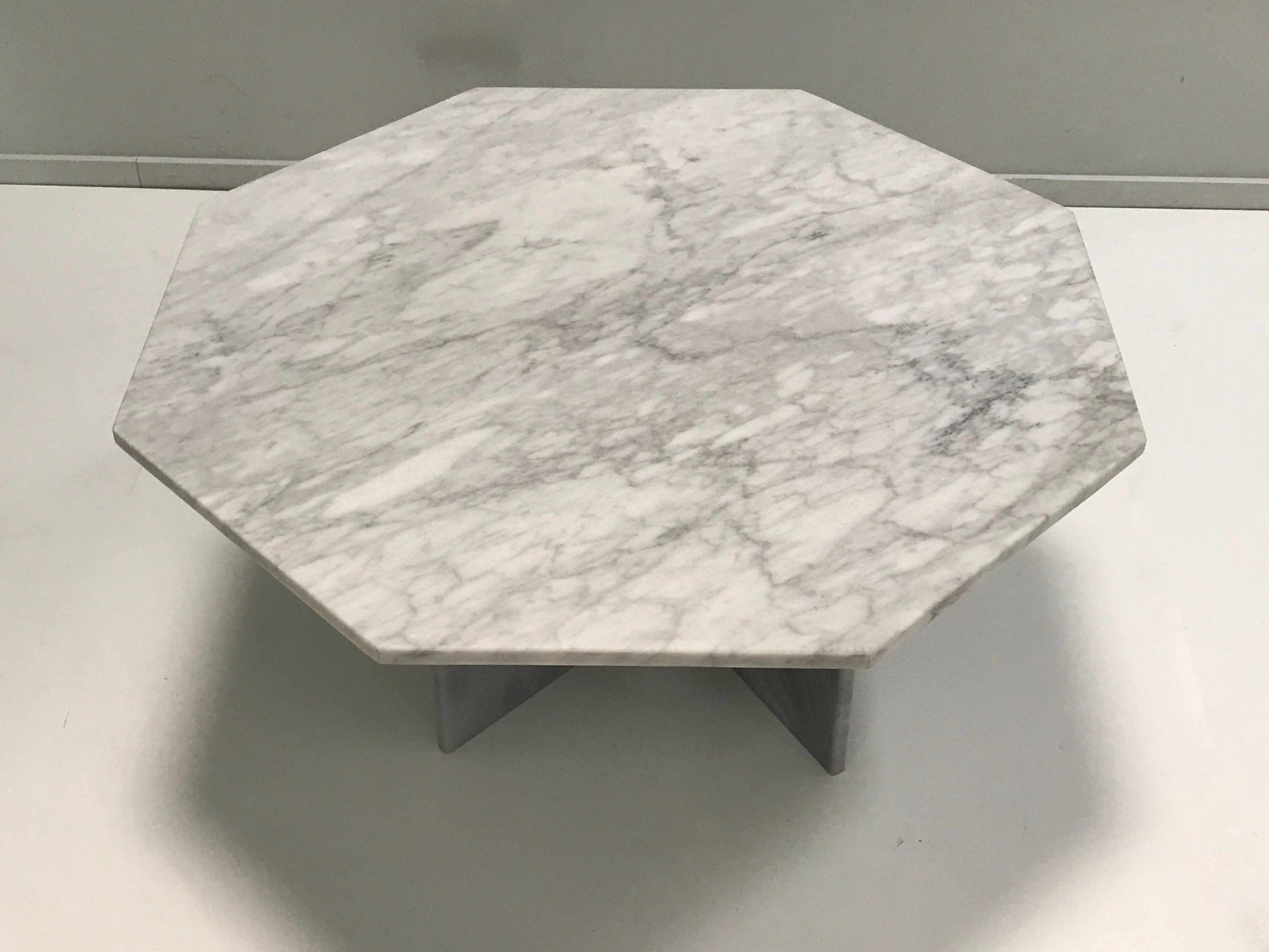 White marble hexagon coffee table, Germany, 1980s