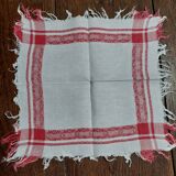 Set of four white and red damask thread napkins 27 X 29 cm