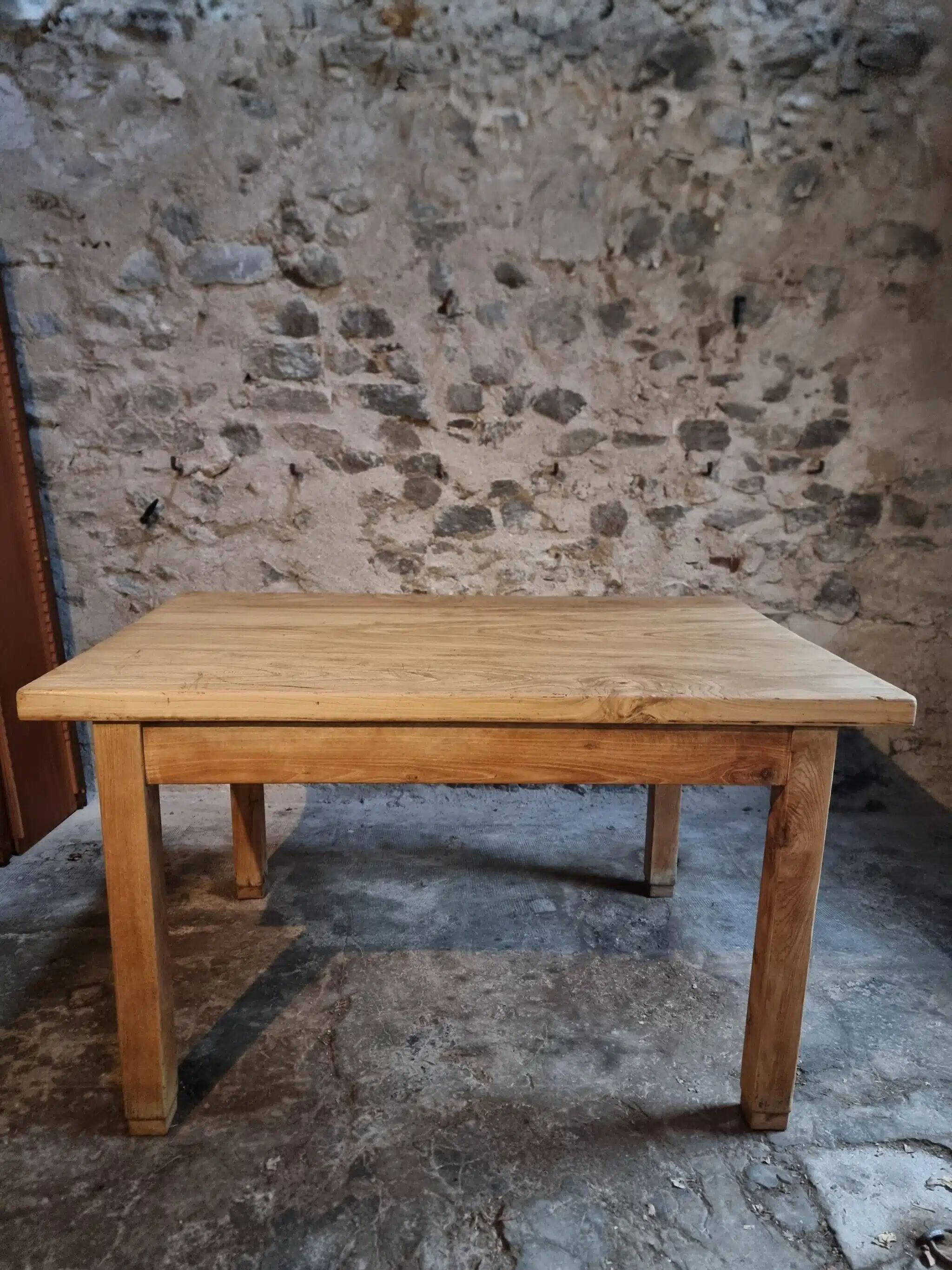 Vintage French baker's work table in chestnut, 1960s.