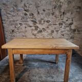 Vintage French baker's work table in chestnut, 1960s.