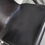 Set of four brown leather dining chairs, Willy Rizzo, 1970