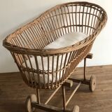 Antique toy, wicker doll cradle