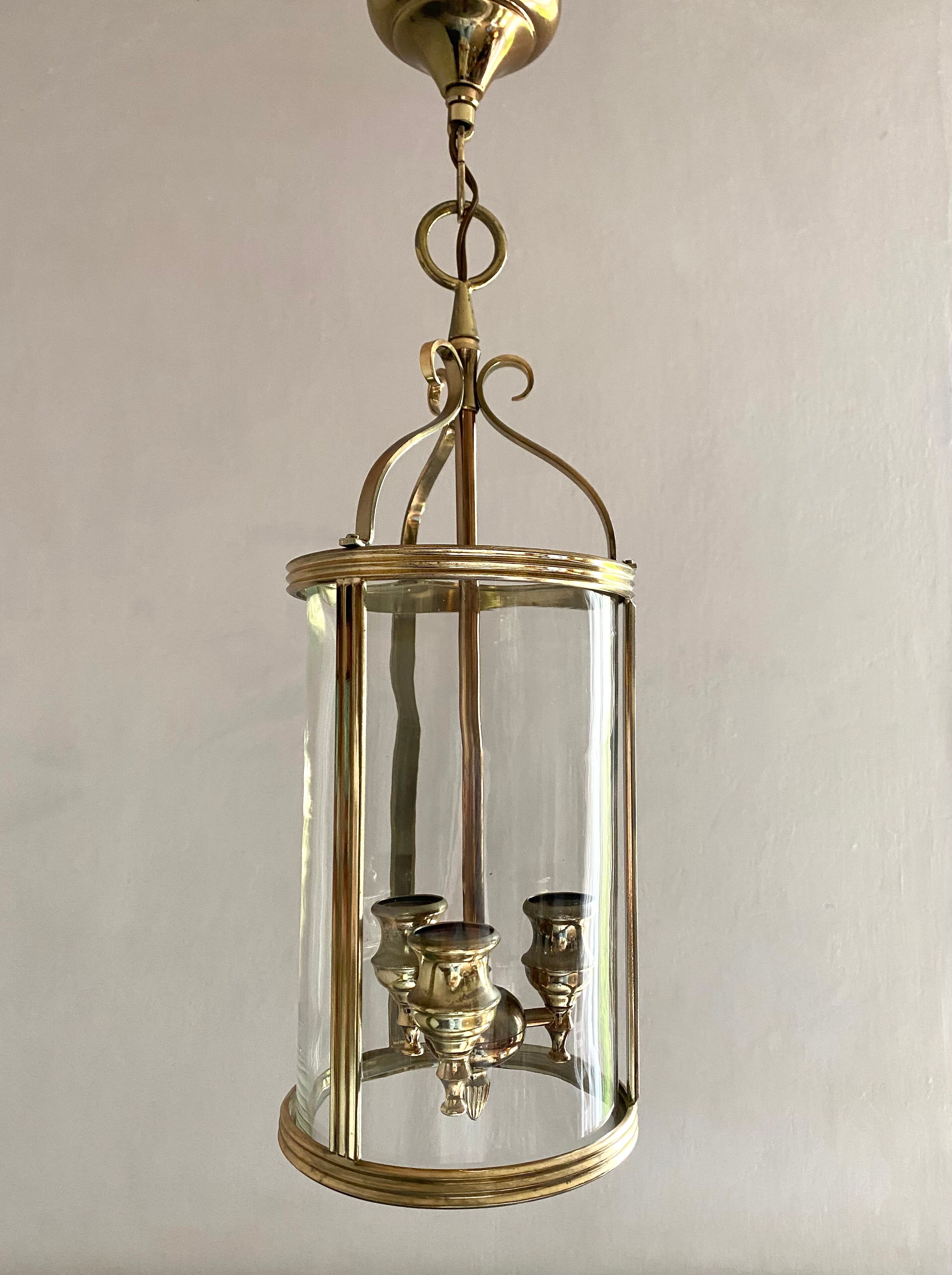 Golden lantern pendant lamp