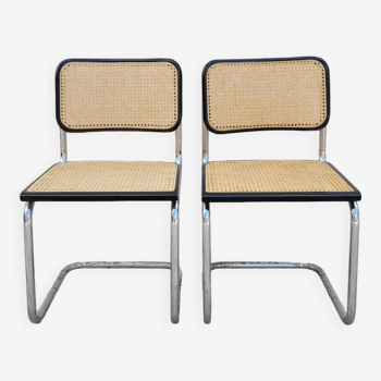 Paire de chaises B32 de Marcel Breuer signée Italy