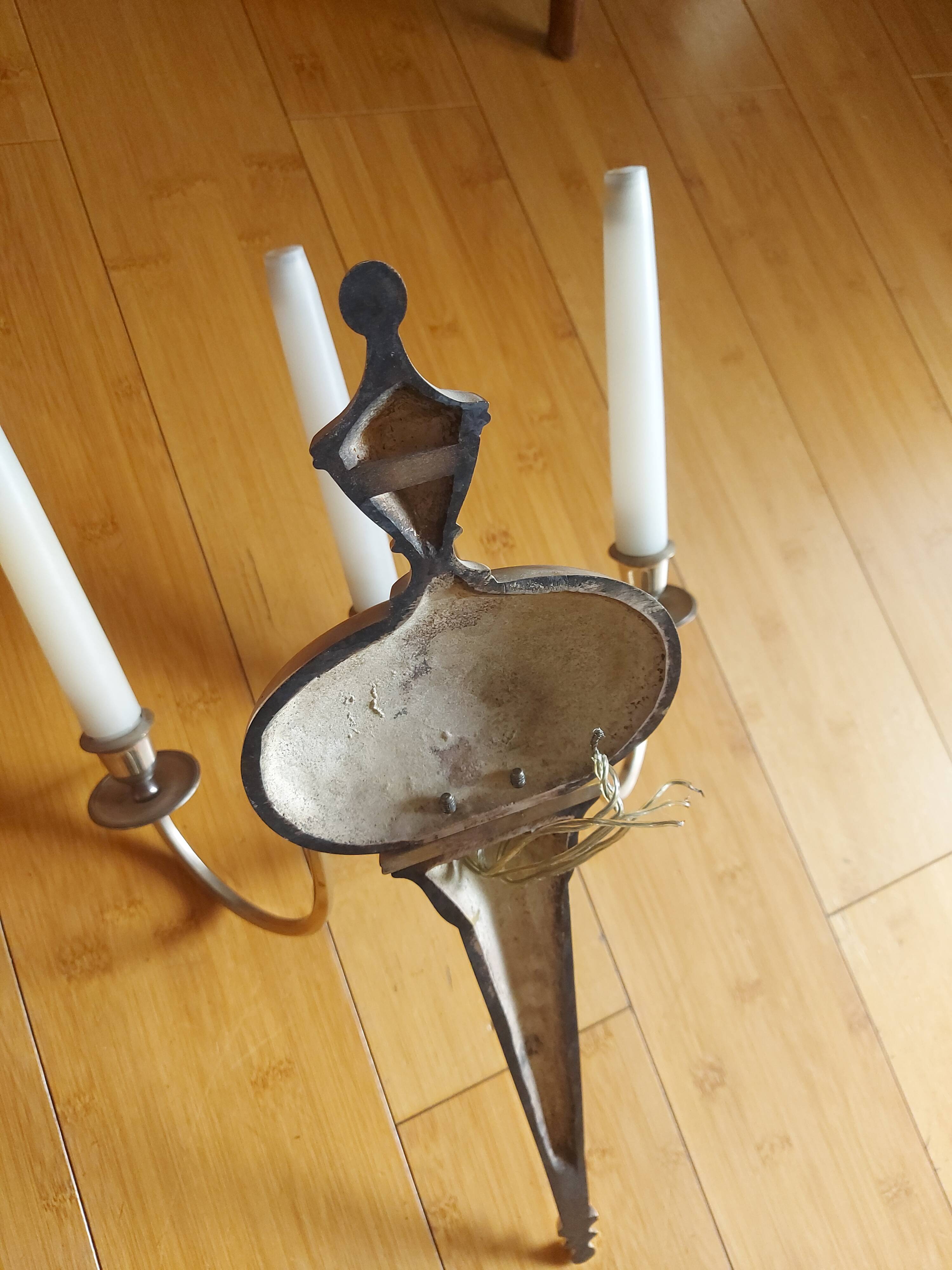 2 silver bronze wall lights