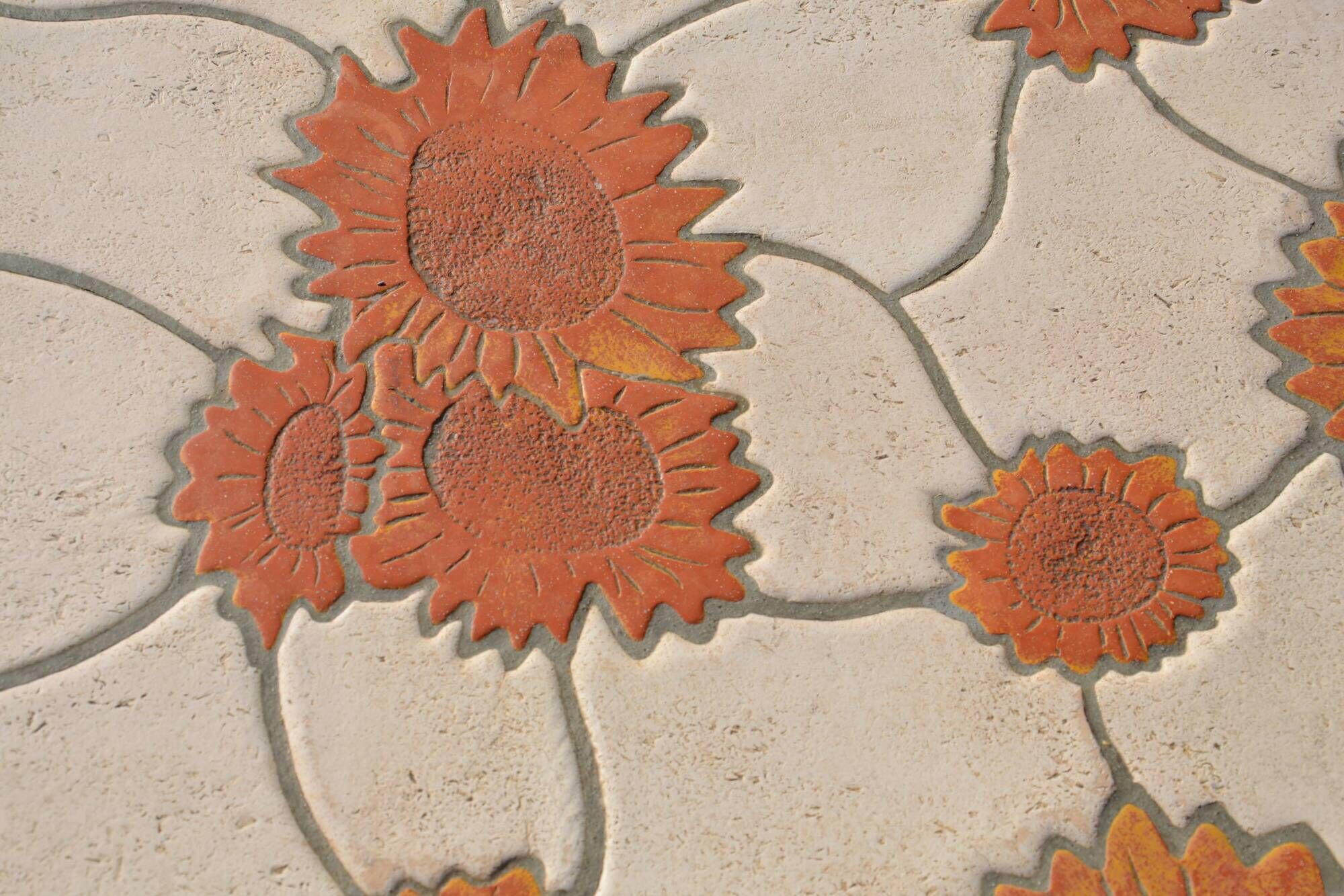 Ceramic coffee table Vallauris "Sunflower" signed Barrois