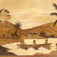 Table basse africaine en bois marqueté, vers 1960
