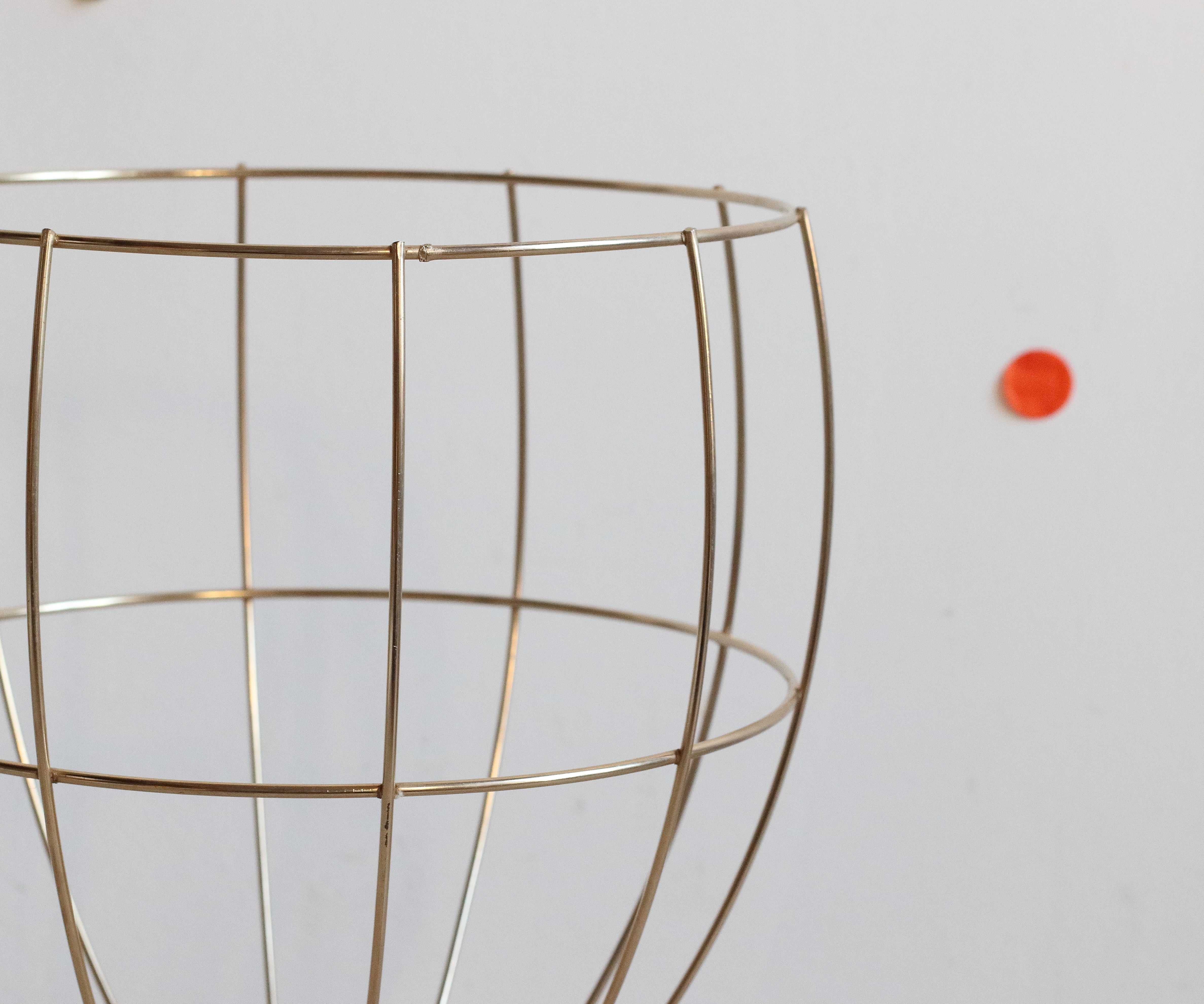 Worker golden brass tripod sewing basket