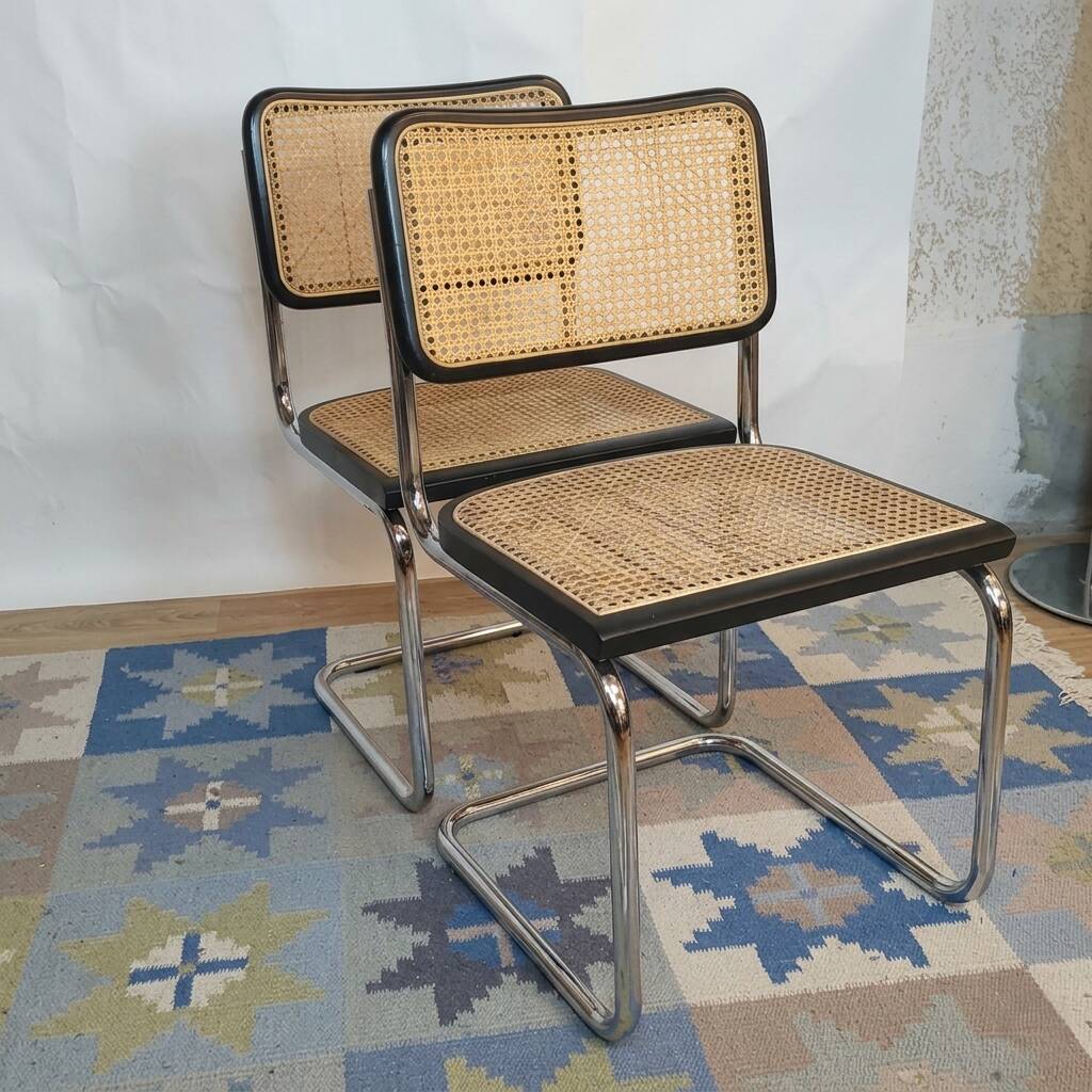 Chaise Cesca B32 noire d'après Marcel Breuer, Italie