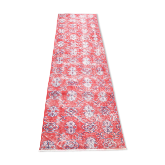 2x8 red floral vintage runner rug, 243x67cm