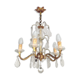 Old Louis XV style chandelier in gilded bronze and crystal