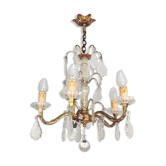 Old Louis XV style chandelier in gilded bronze and crystal