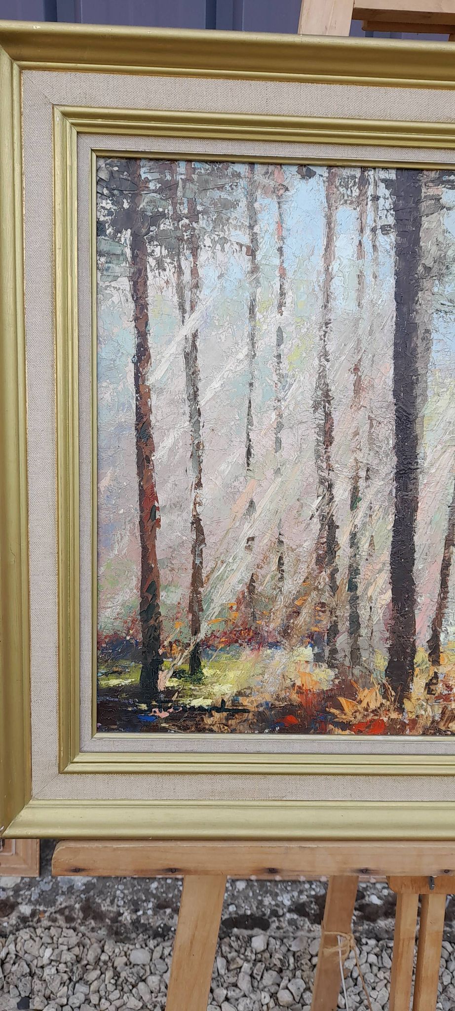 Framed oil on canvas signed J. Trassard Soleil Landais L 80.5 cm