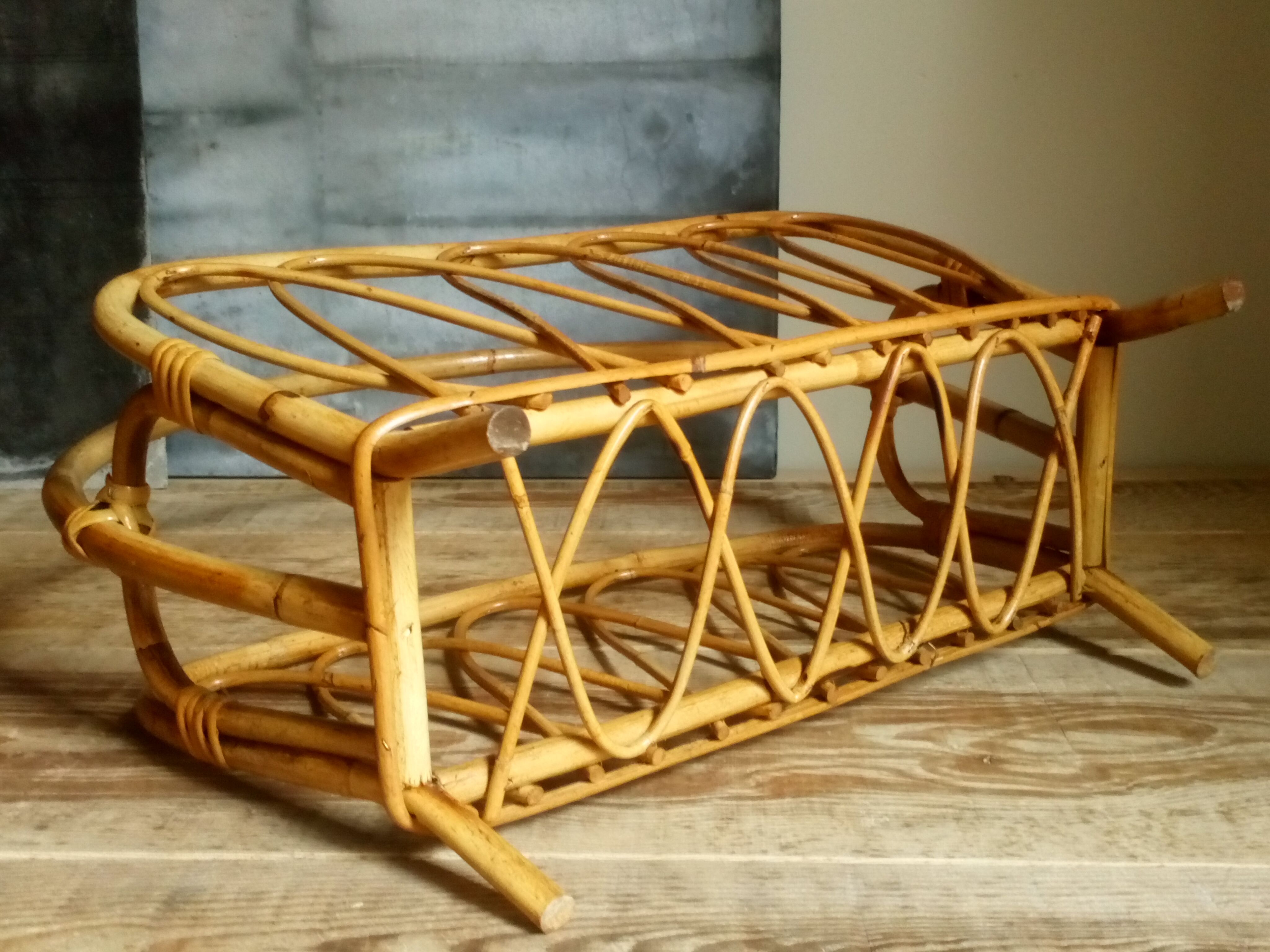 Rattan magazine holder 50s