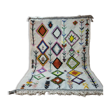 Tapis Beni Ouarain Multicolore - Motifs Géométriques Vifs - Laine Naturelle