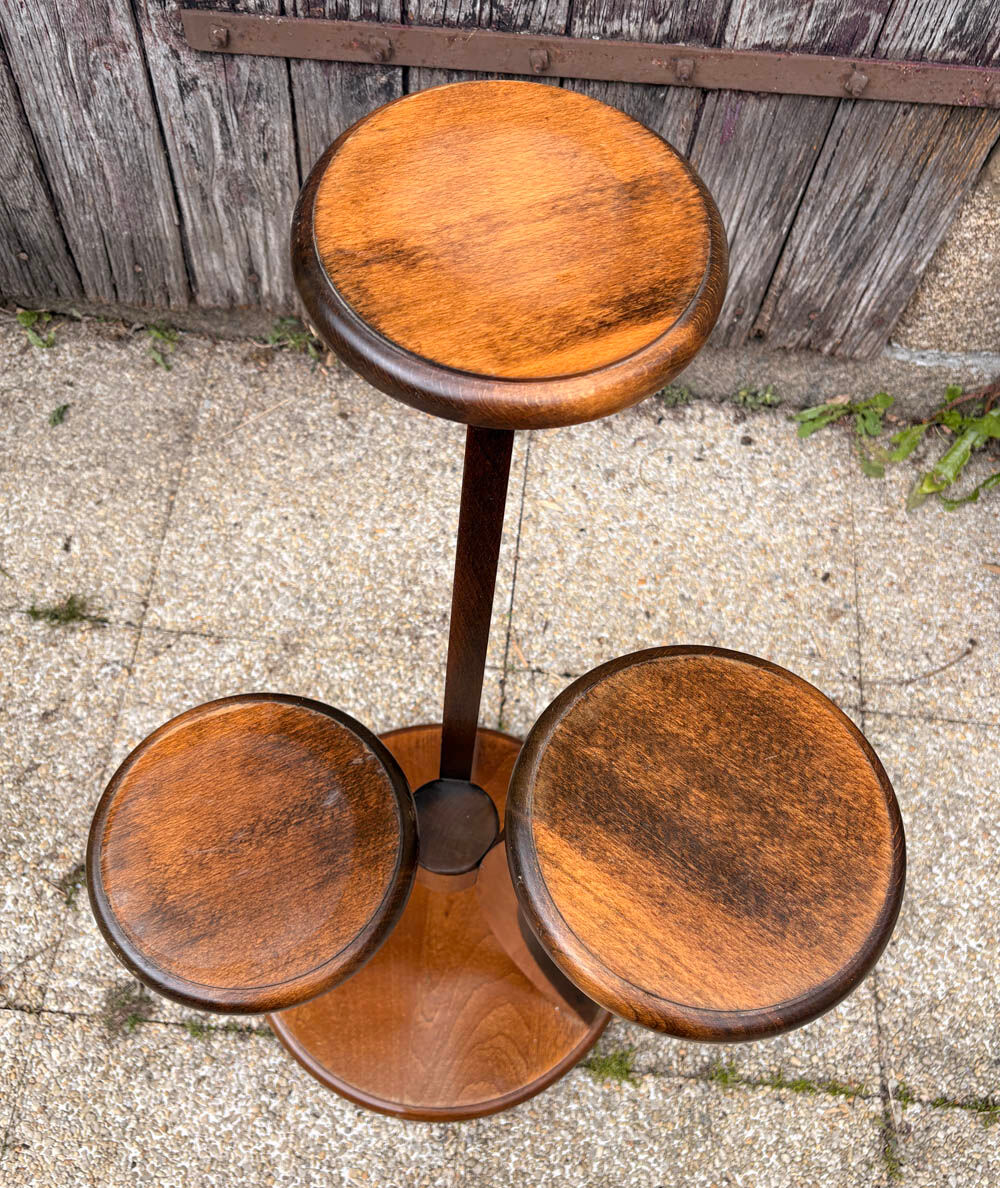 Art Deco plant stand guéridon with 3 tiers – curved oak, 1930s elegance