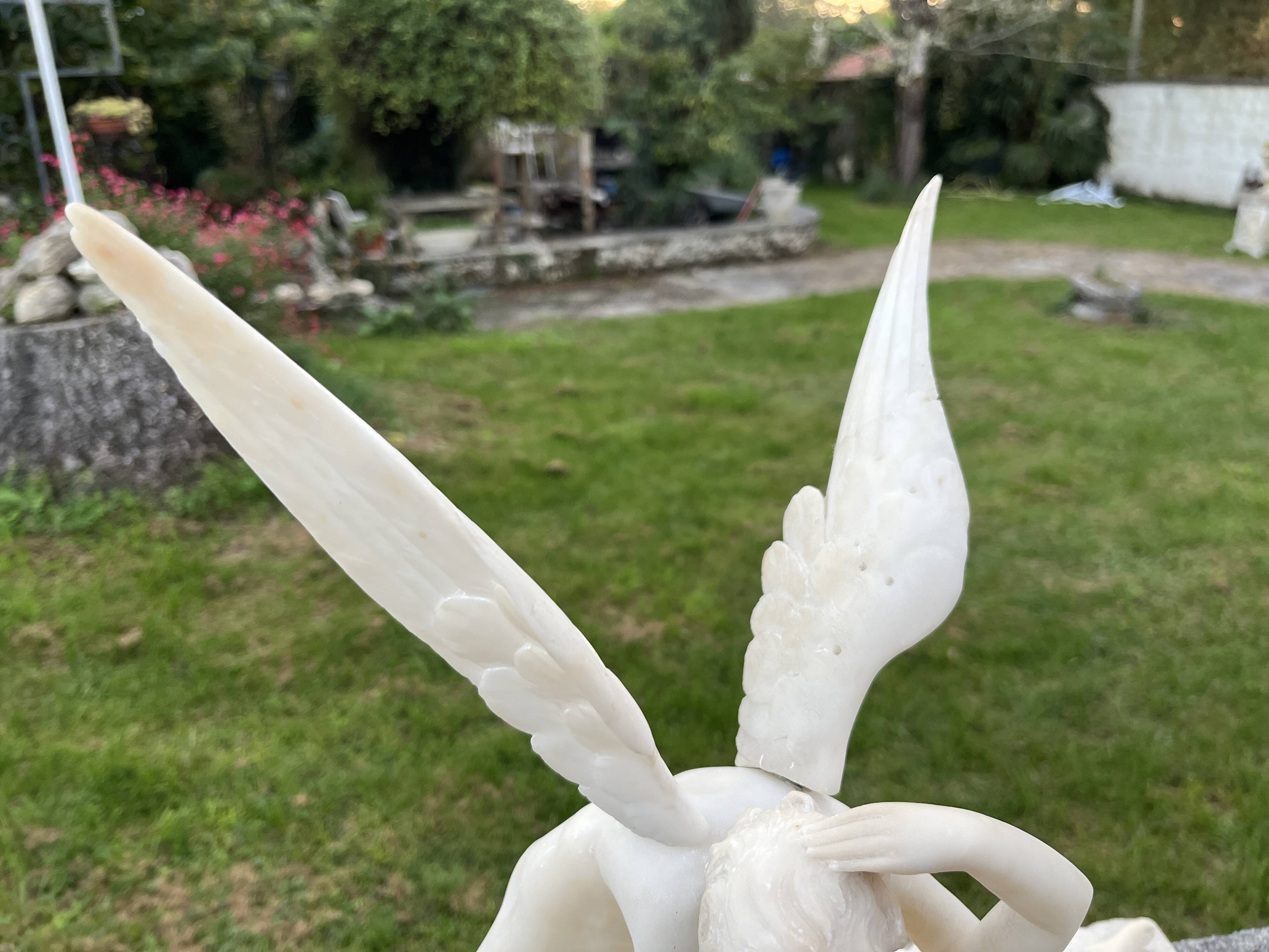 Alabaster sculpture – Psyche revived by Cupid’s kiss – after An