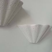 Set of 3 vintage shell wall lights, matte white stone-effect plaster, France 1970