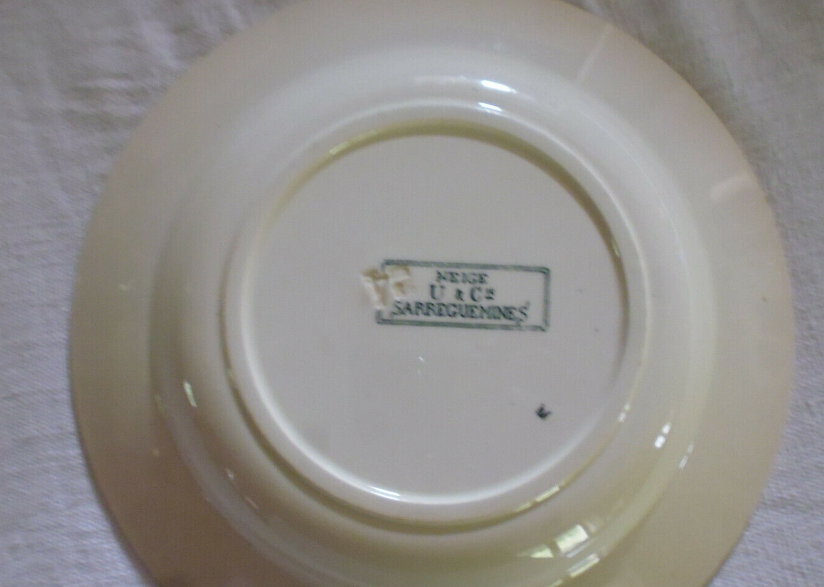 Set of 3 hollow plates Sarreguemines uc green snow bird décor