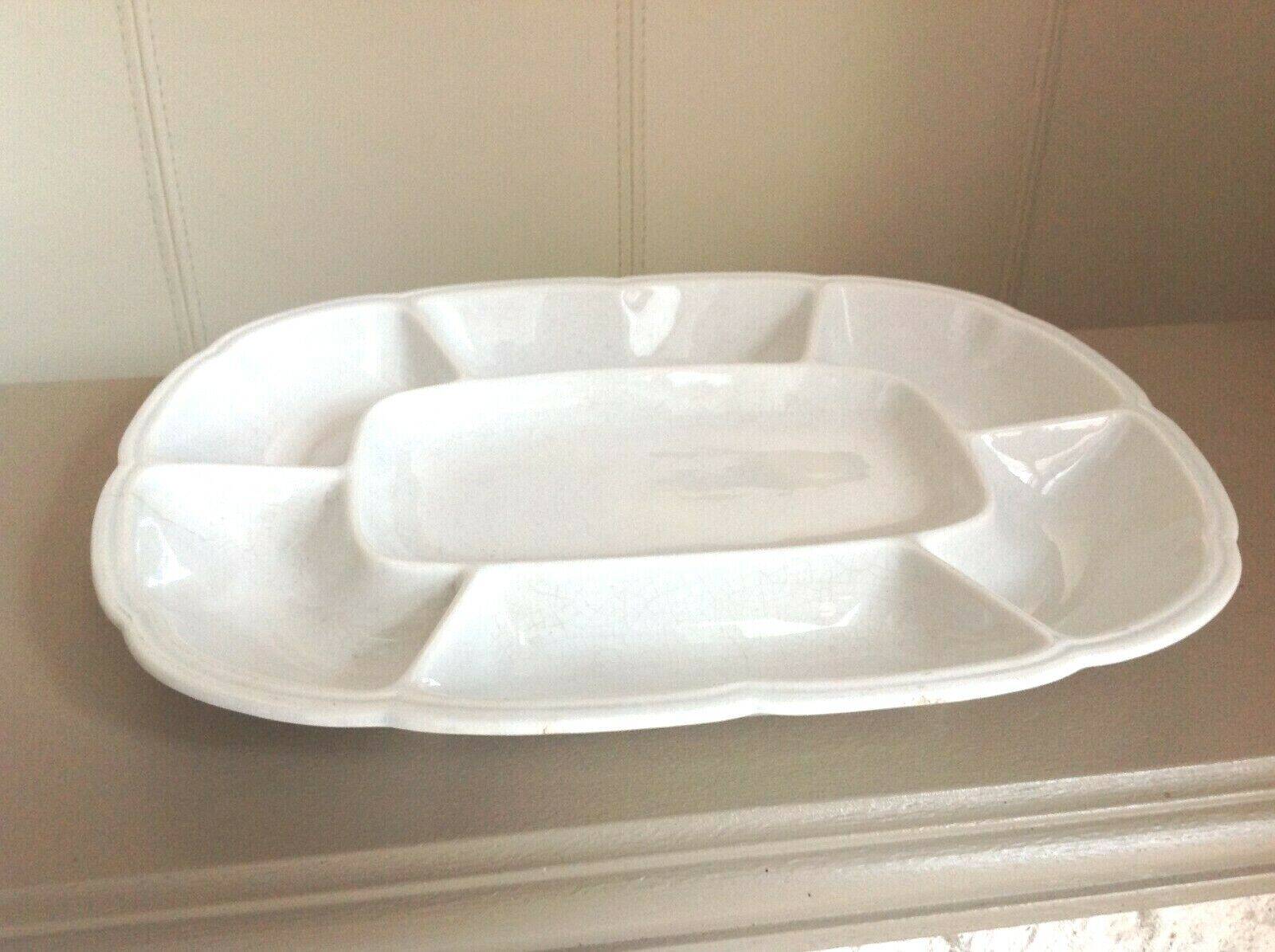 White compartment dish from Sarreguemines & Digoin / vintage 50s-60s