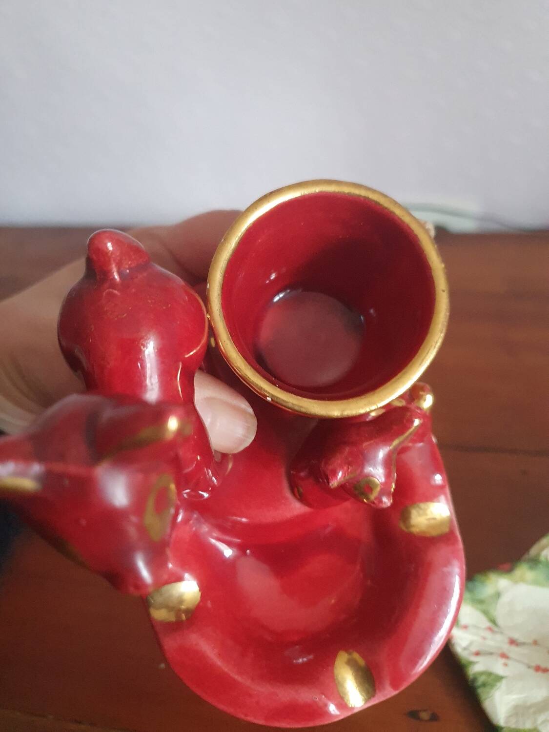 Bambi fawn cigarette holder ashtray in vintage Vallauris ceramic