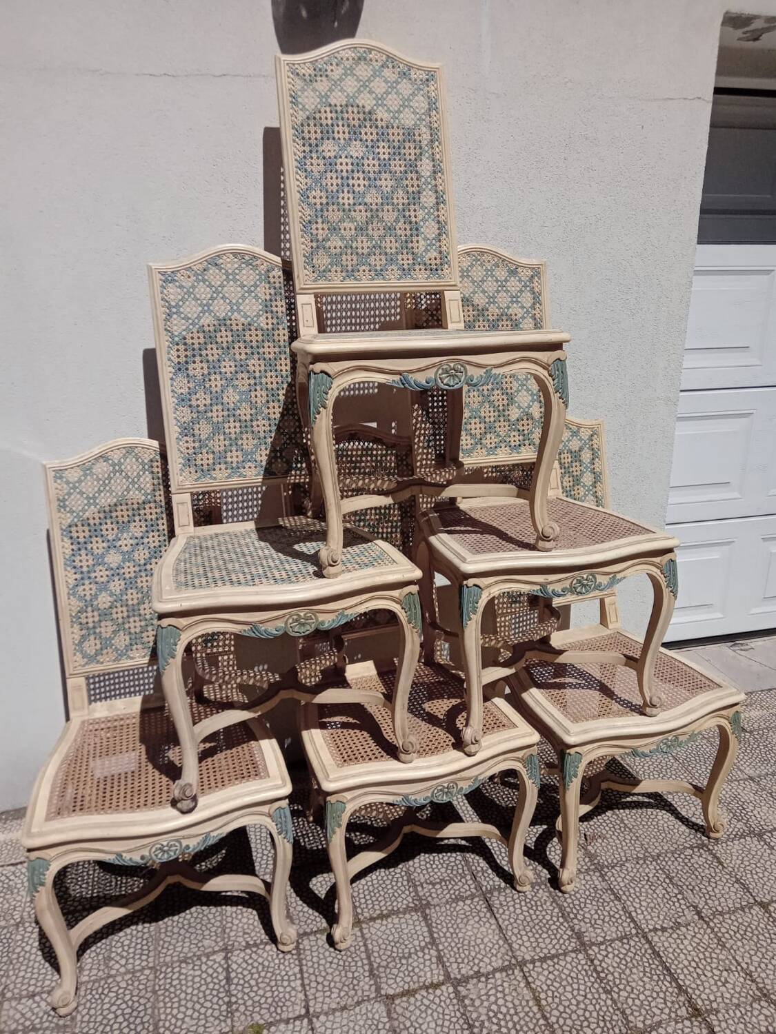 6 chaises peintes milieu du 20eme siècle