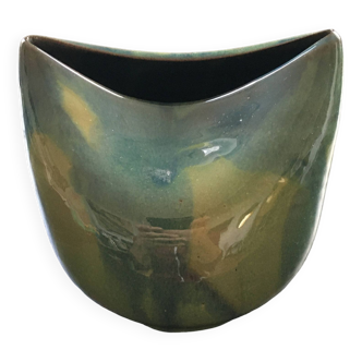 Vase d’artiste en grès vert