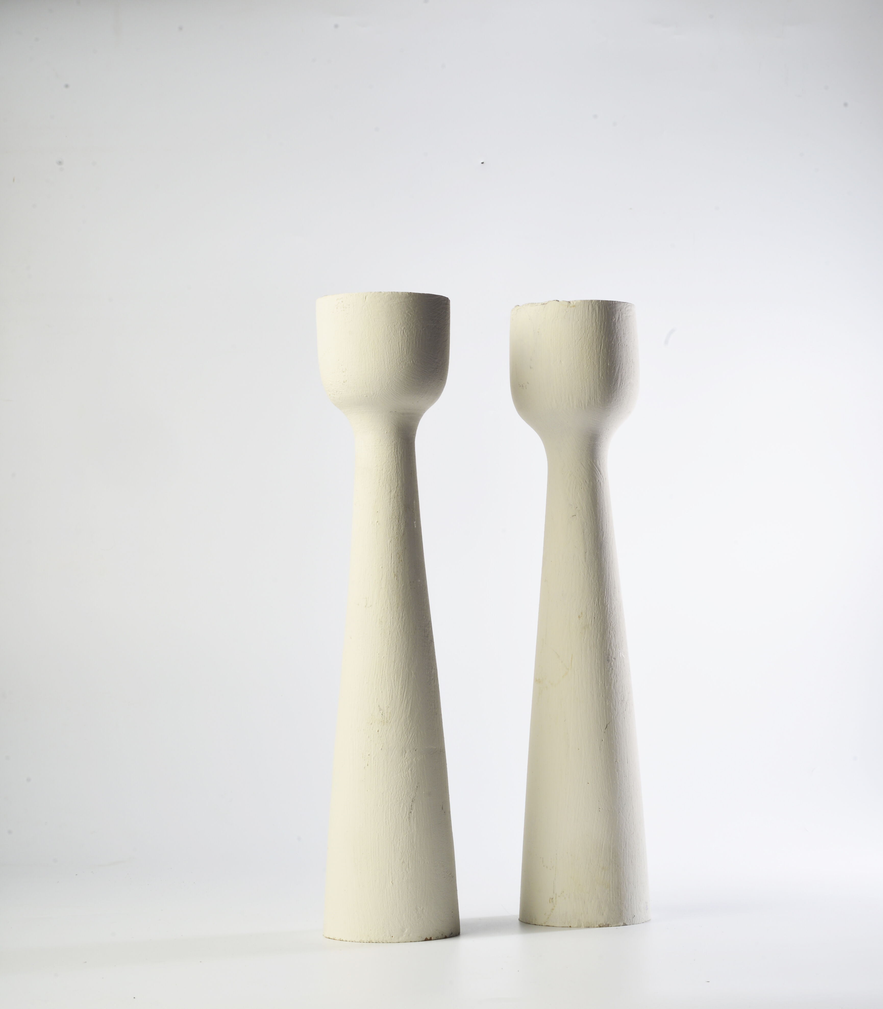 Pair of Scandinavian wood candle holders