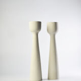 Pair of Scandinavian wood candle holders