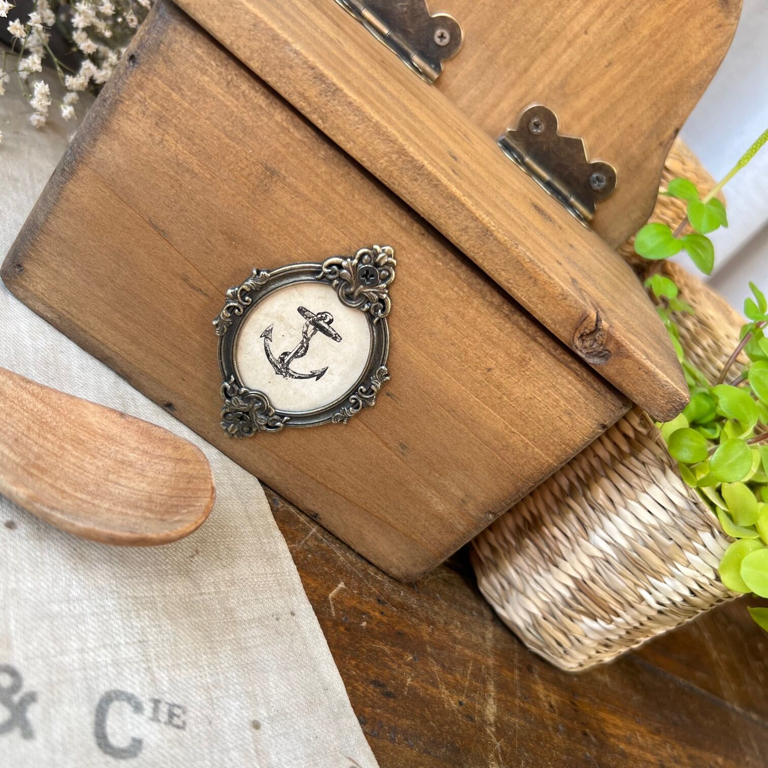 Salt box in raw wood