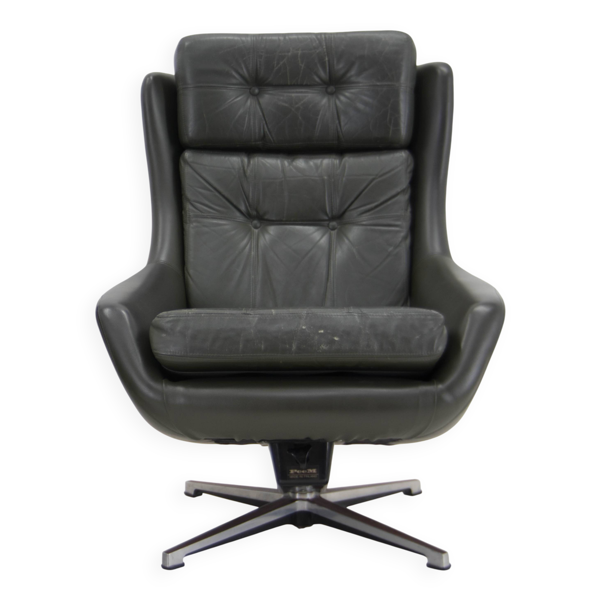 Midcentury Swivel Rocking Armchair, Peem, Finland, 1970s