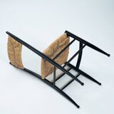 Chaises italiennes Chiavari en hêtre et paille noires, années 1950