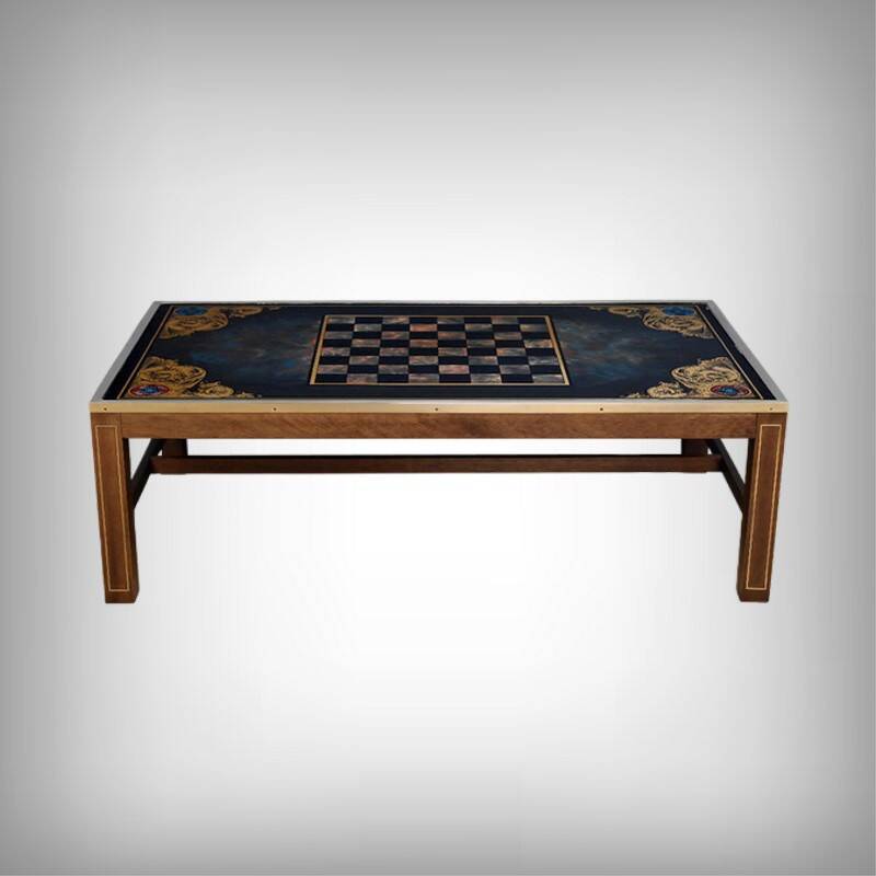 Grande table basse échiquier en acajou, goût Jansen – 2ème partie XXe
