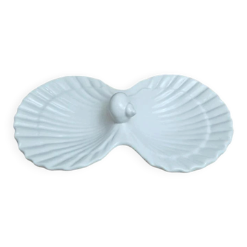 Vintage shell-shaped porcelain white aperitif display stand