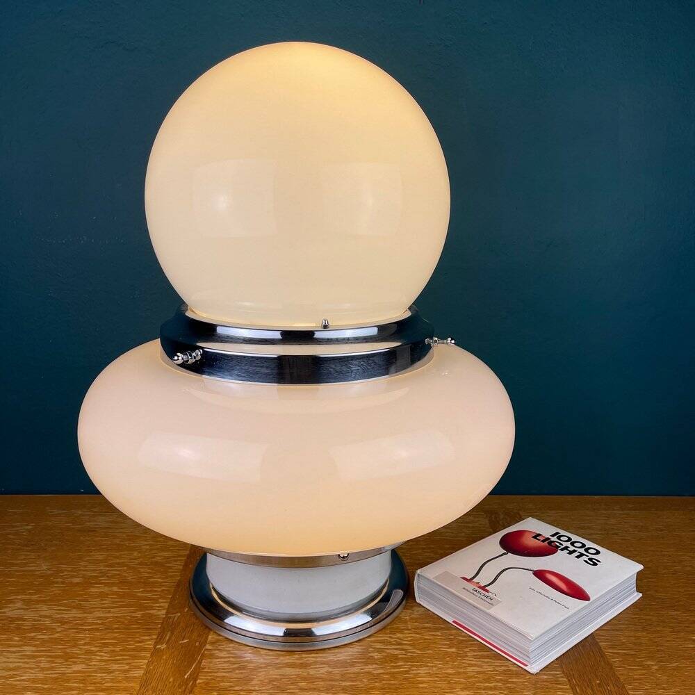White opaline glass table by UFO, Italy, 1970s