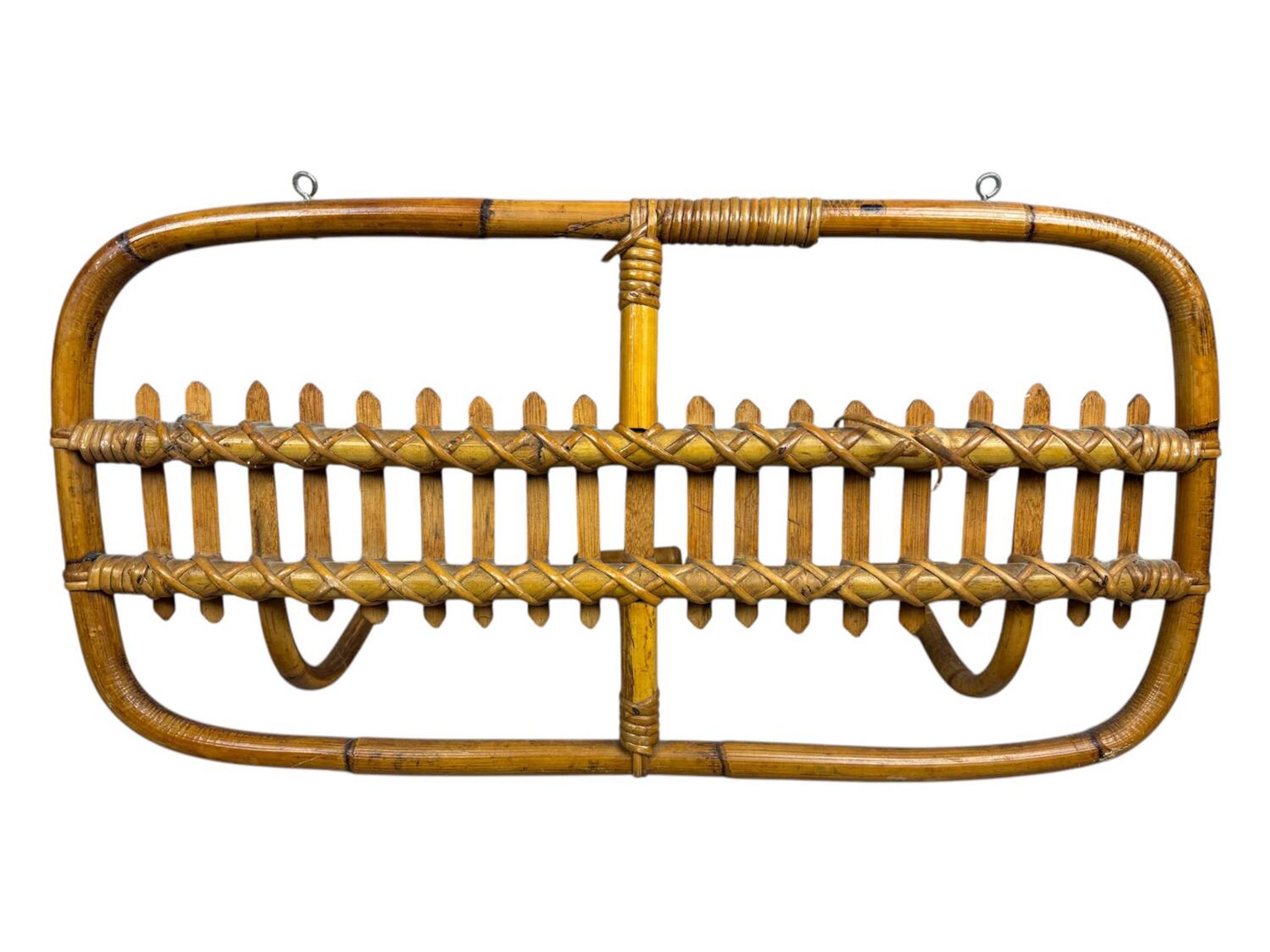 1960s Italian Rattan Coat Rack