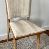 Set of 4 chairs in wood and beige leather textured effect