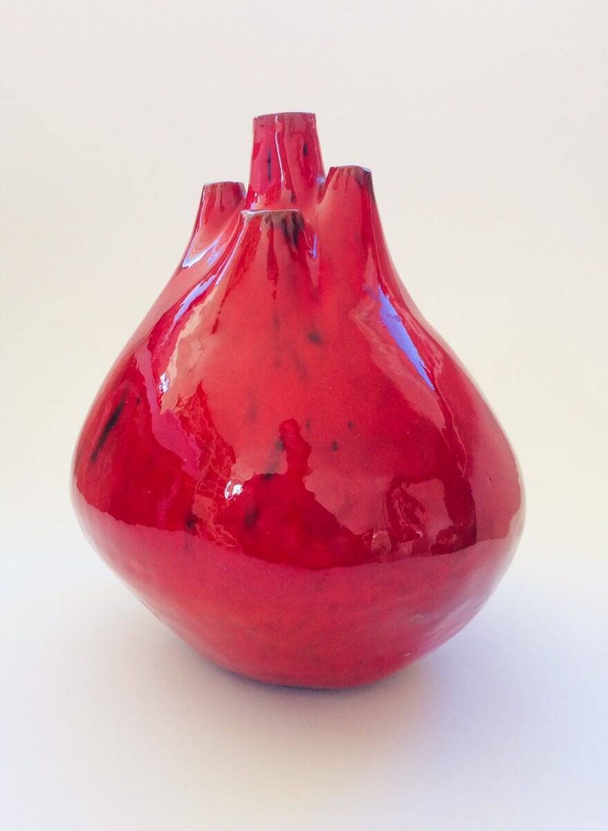 Belgian pottery spout vase by Hugria, 1960s