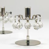 Pair of candlesticks "Lights of Vienna" J.L. Lobmeyr, faceted Swarovski crystals