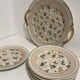 Dessert service, cake service, flowers and gilding, 6 plates and a vintage pie dish.